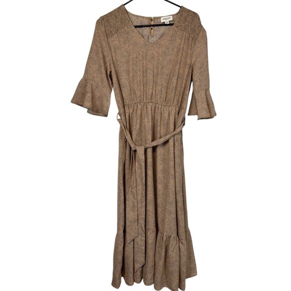 NWT Orange Creek Coralisa Dress Womens Medium Midi Microdot Print Ruffle Hem - Picture 1 of 5